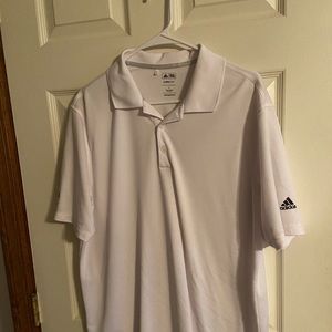 Men’s white Adidas golf shirt